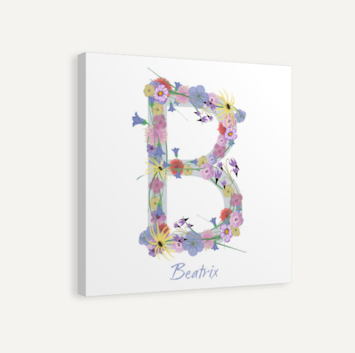 Letter B Wildflowers Canvas Print