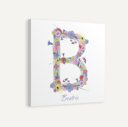 Letter B Wildflowers Canvas Print