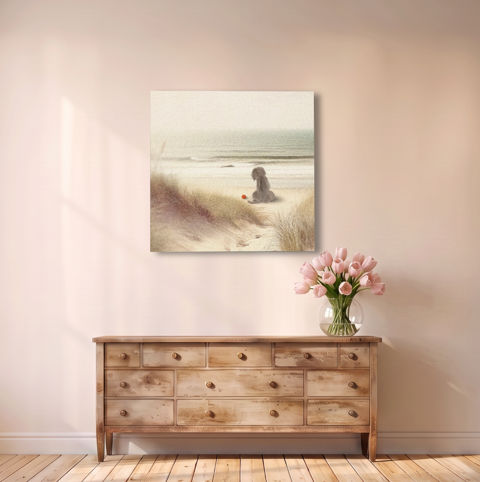 Scruffy Dog at the Beach Canvas Print