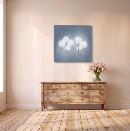 Dandelions in Blue Canvas Print