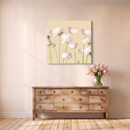 Pink Peonies on Yellow Canvas Print
