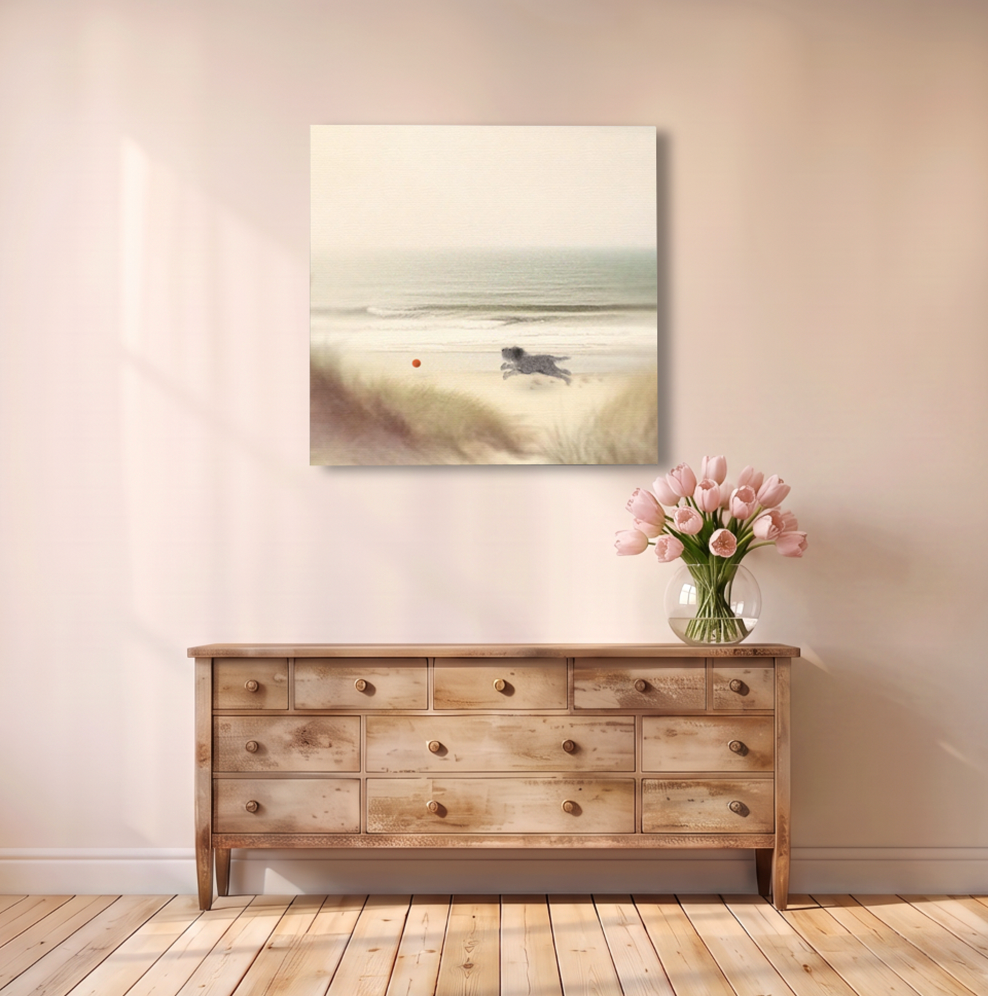 Little Dog at the Beach Canvas Print