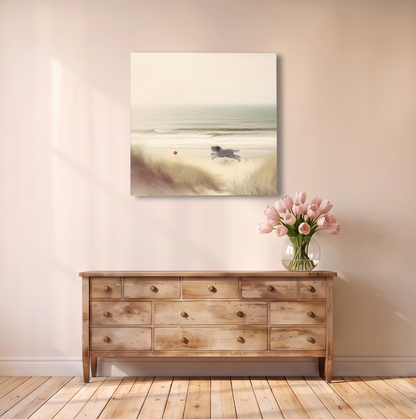 Little Dog at the Beach Canvas Print
