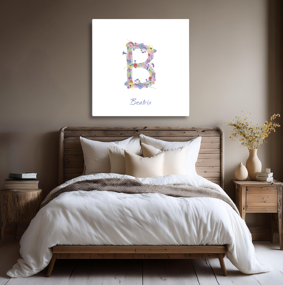 Letter B Wildflowers Canvas Print