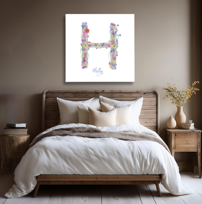 Letter H Wildflowers Canvas Print