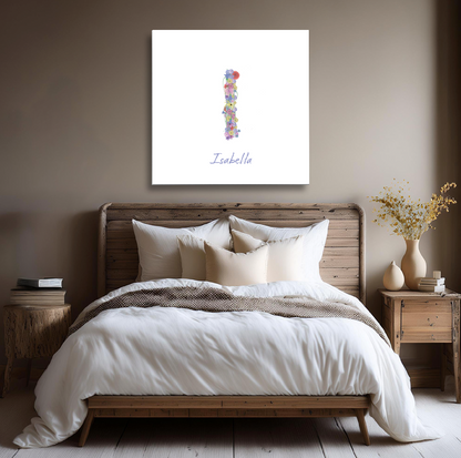 Letter I Wildflowers Canvas Print