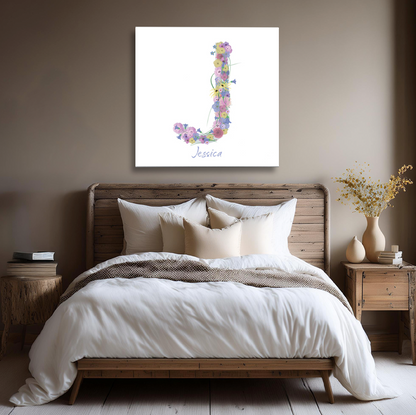 Letter J Wildflowers Canvas Print