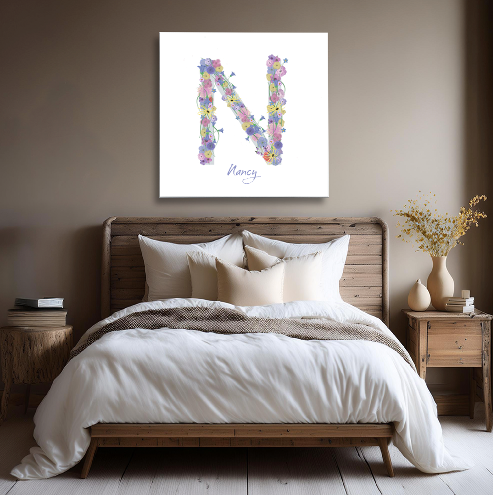 Letter N Wildflowers Canvas Print