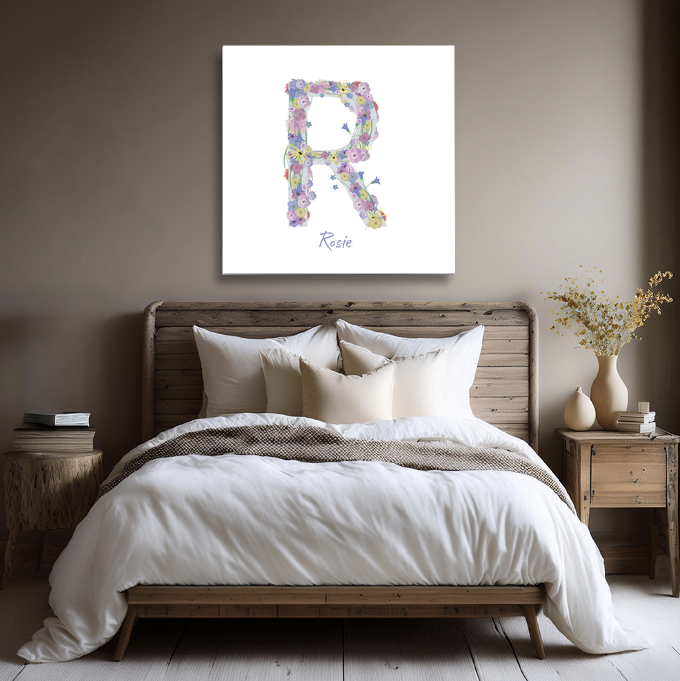 Letter R Wildflowers Canvas Print