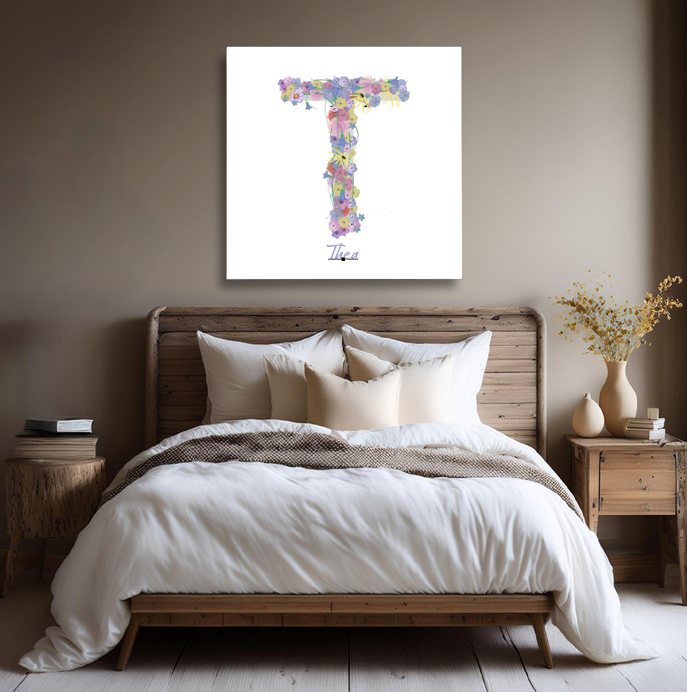 Letter T Wildflowers Canvas Print