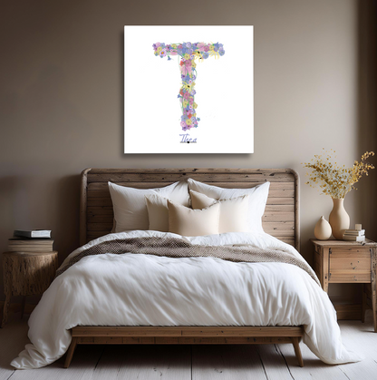 Letter T Wildflowers Canvas Print