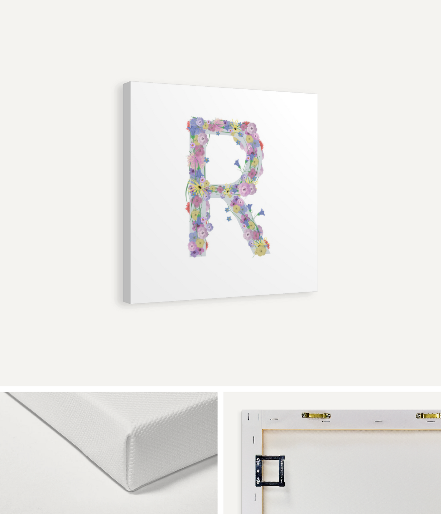 Letter R Wildflowers Canvas Print