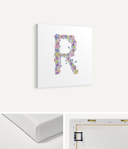 Letter R Wildflowers Canvas Print