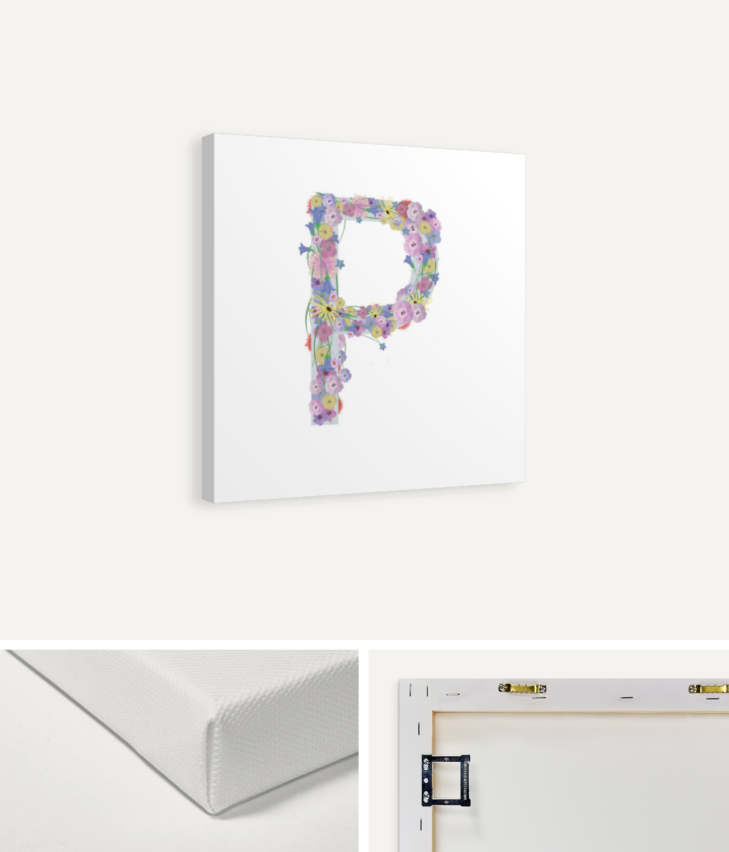 Letter P Wildflowers Canvas Print