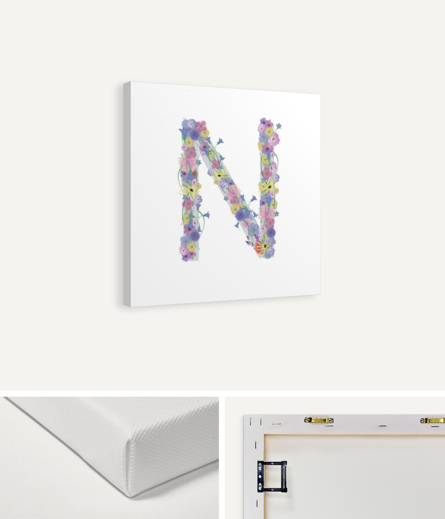 Letter N Wildflowers Canvas Print