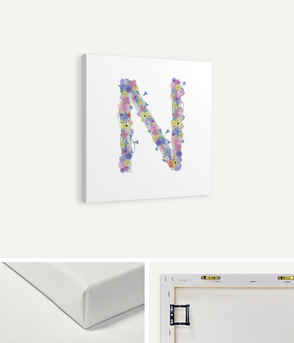 Letter N Wildflowers Canvas Print