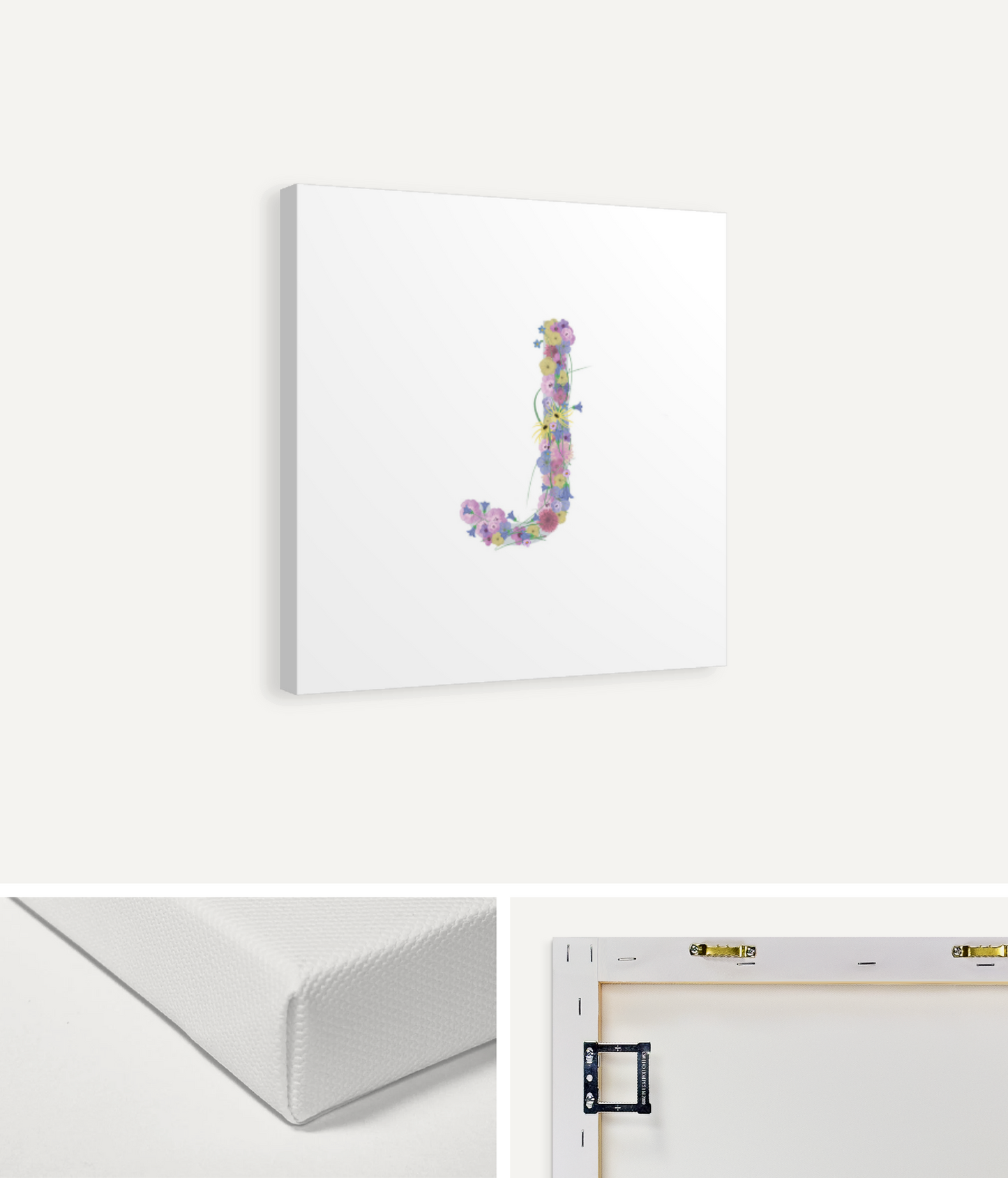 Letter J Wildflowers Canvas Print