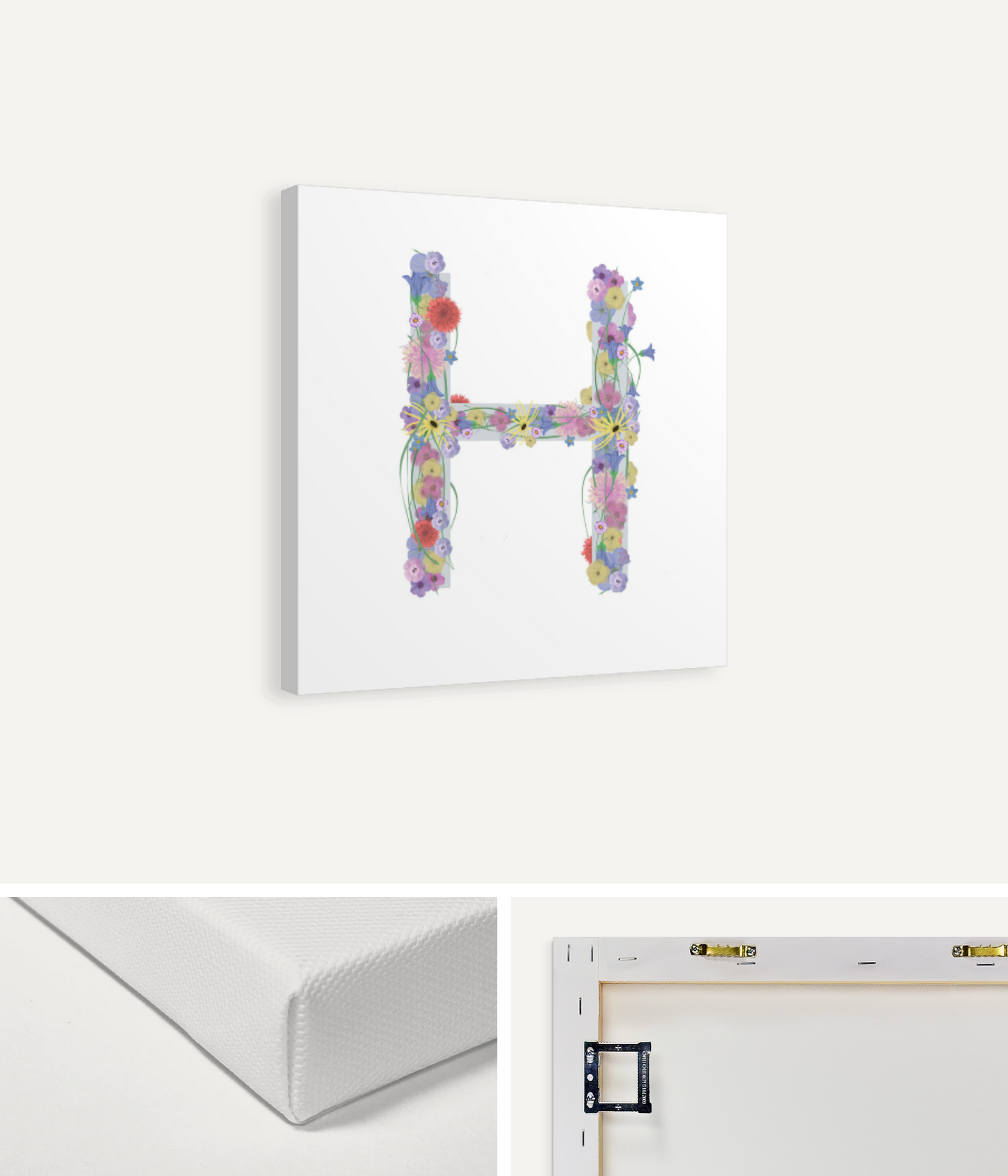 Letter H Wildflowers Canvas Print