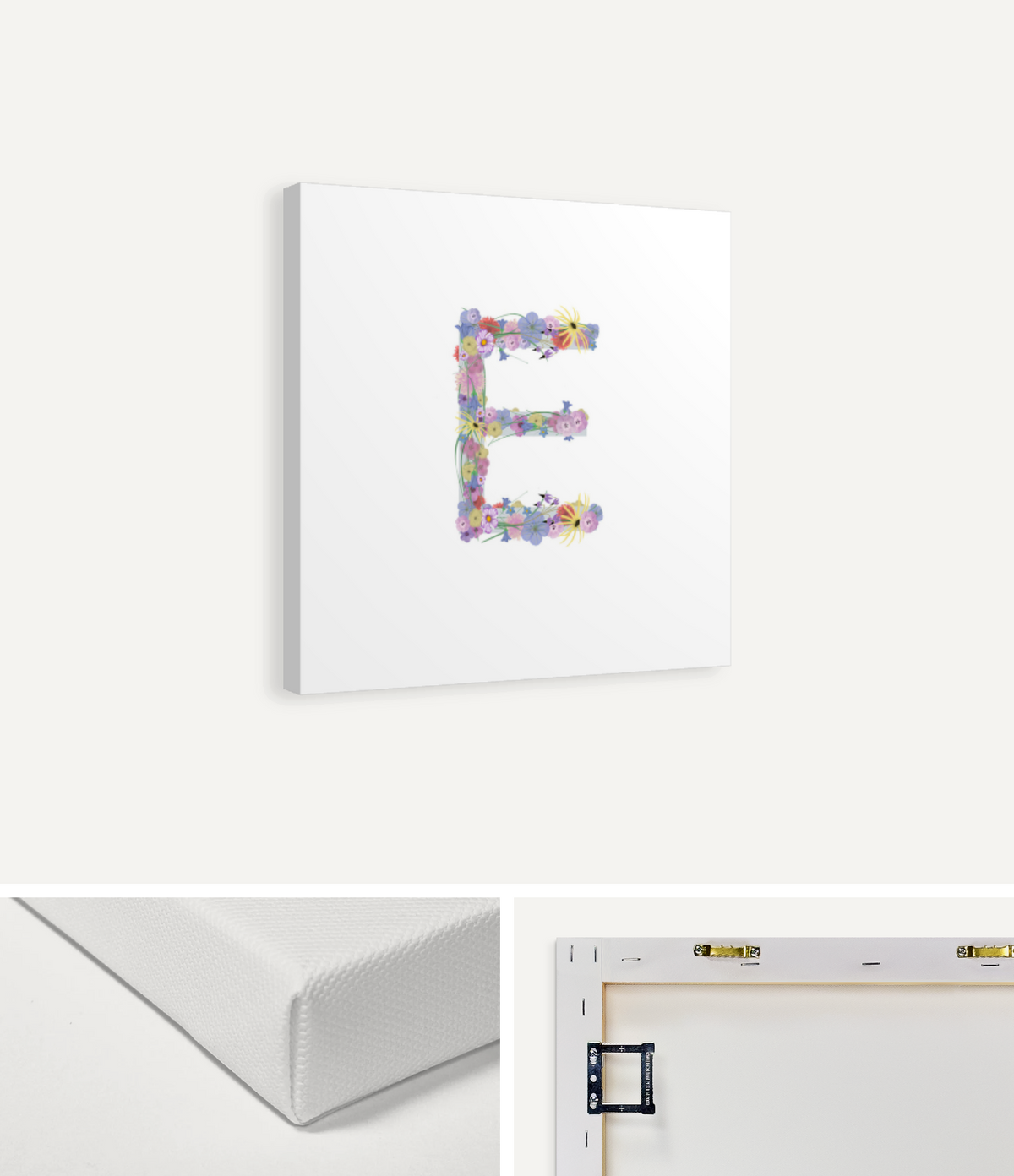 Letter E Wildflowers Canvas Print
