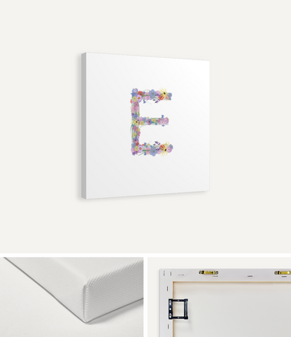 Letter E Wildflowers Canvas Print