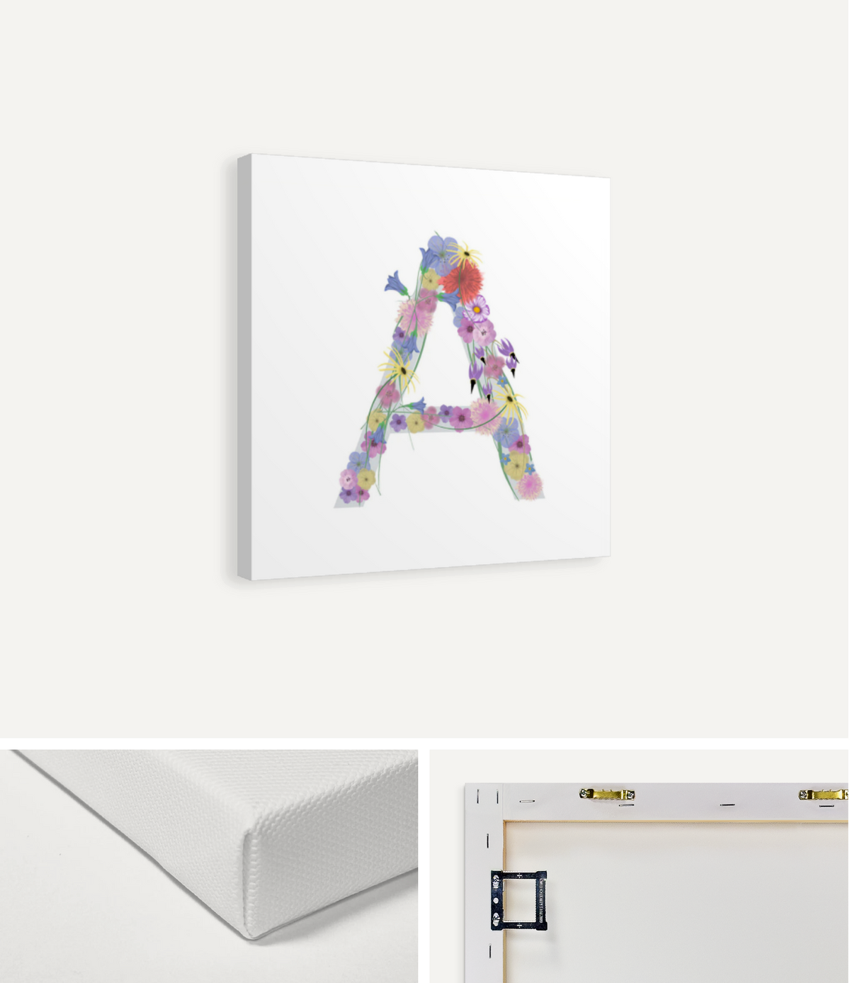 Letter A Wildflowers Canvas Print