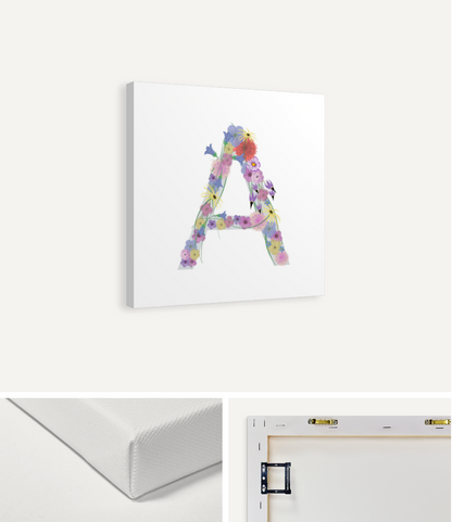 Letter A Wildflowers Canvas Print