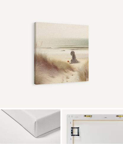 Scruffy Dog at the Beach Canvas Print