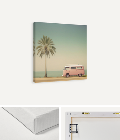 Pink Surf Camper Van Canvas Print
