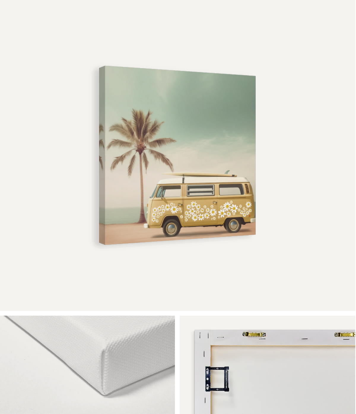 Painted Daisy Camper Van Canvas Print