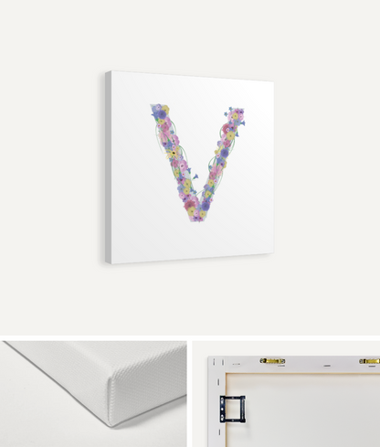 Letter V Wildflowers Canvas Print