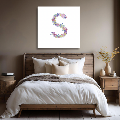 Letter S Wildflowers Canvas Print