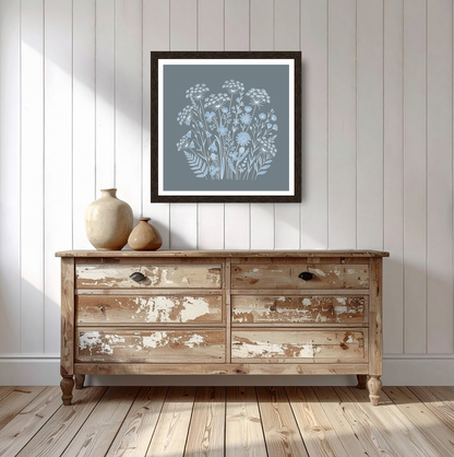 Pale Blue Summer Meadows Print