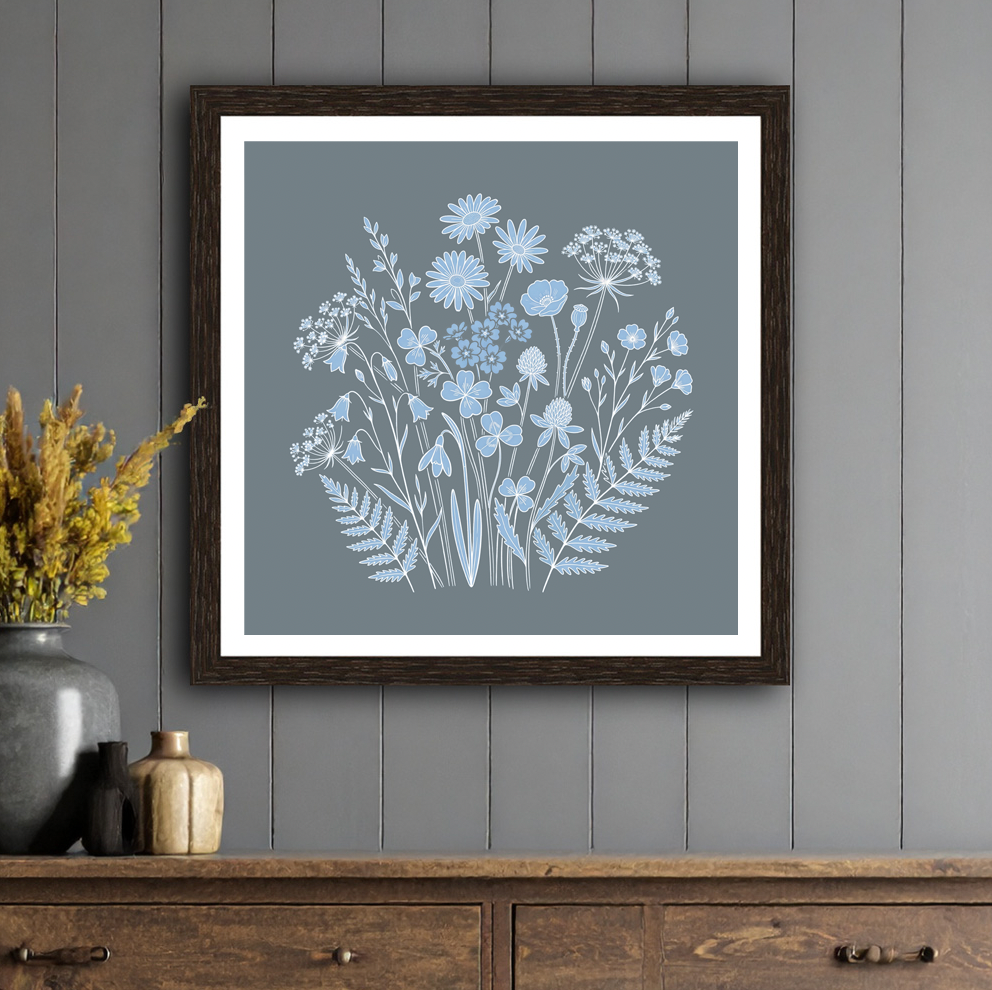 Summer Meadows Breeze Pale Blue Print