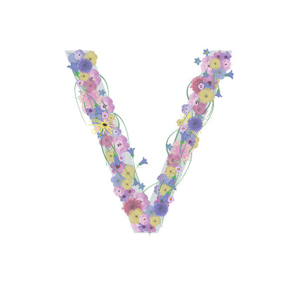 Letter V Wildflowers Canvas Print