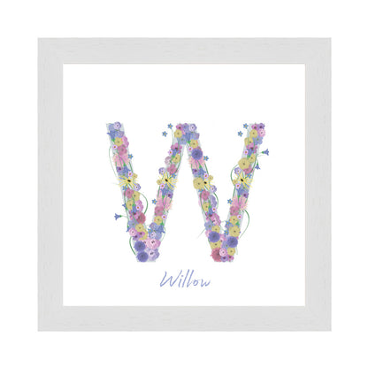 Letter W wildflowers print