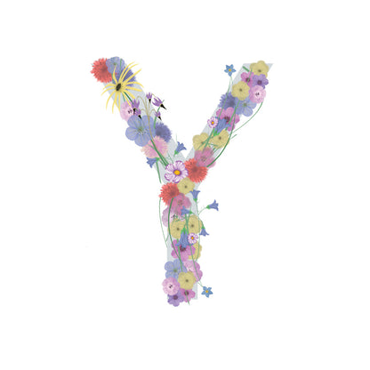 Letter Y wildflowers print