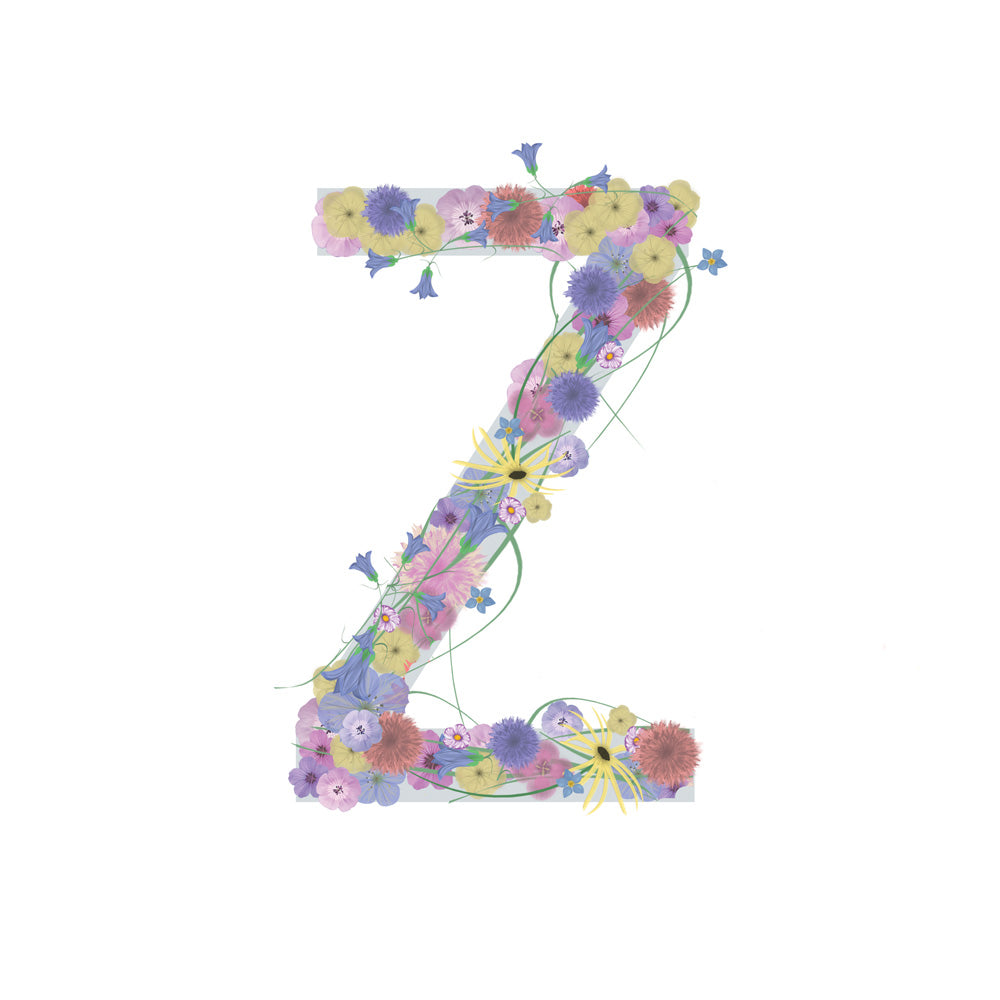 Letter Z wildflowers print