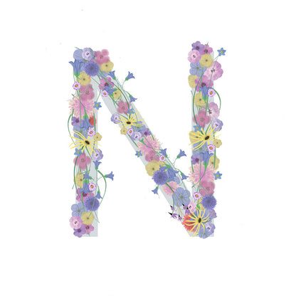 Letter N Wildflowers Canvas Print