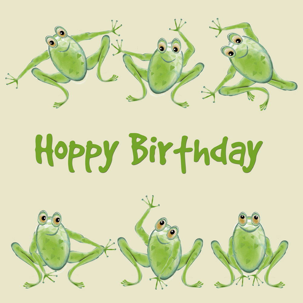 Hoppy Birthday – a frog themed greetings card